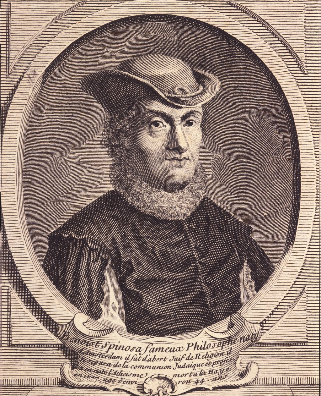 Baruch Spinoza (1632-1677), holland filozófus, más néven Bento de Espinosa vagy Benedictus de Spinoza vagy Benoit de Spinoza portréja. 18. századi metszet. alkotó: Unknown artist