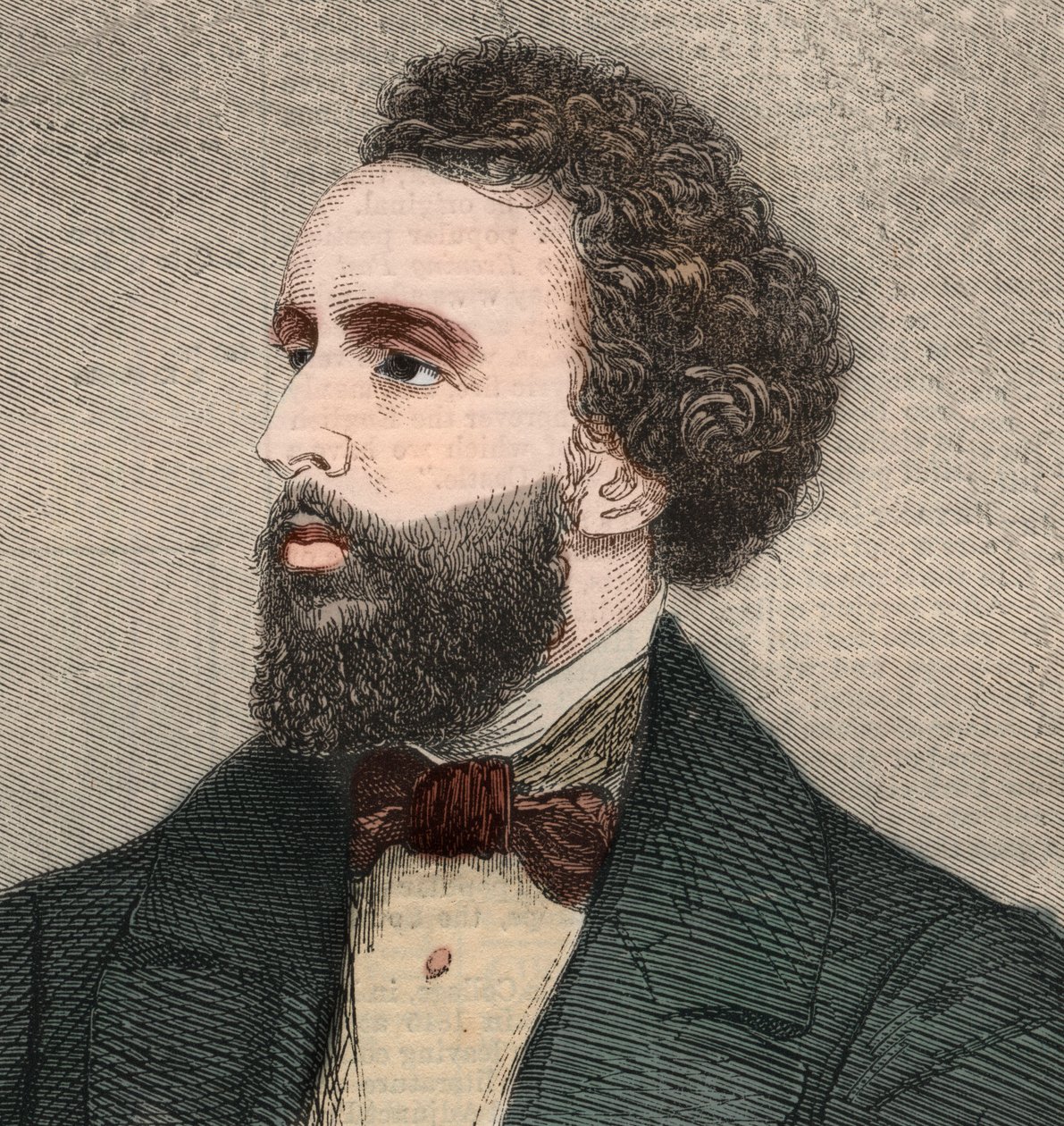 Bayard Taylor (1825-1878) amerikai költő portréja. Metszet az 1858. január 23-i „” The illustrated London News”-ba. alkotó: Unknown artist