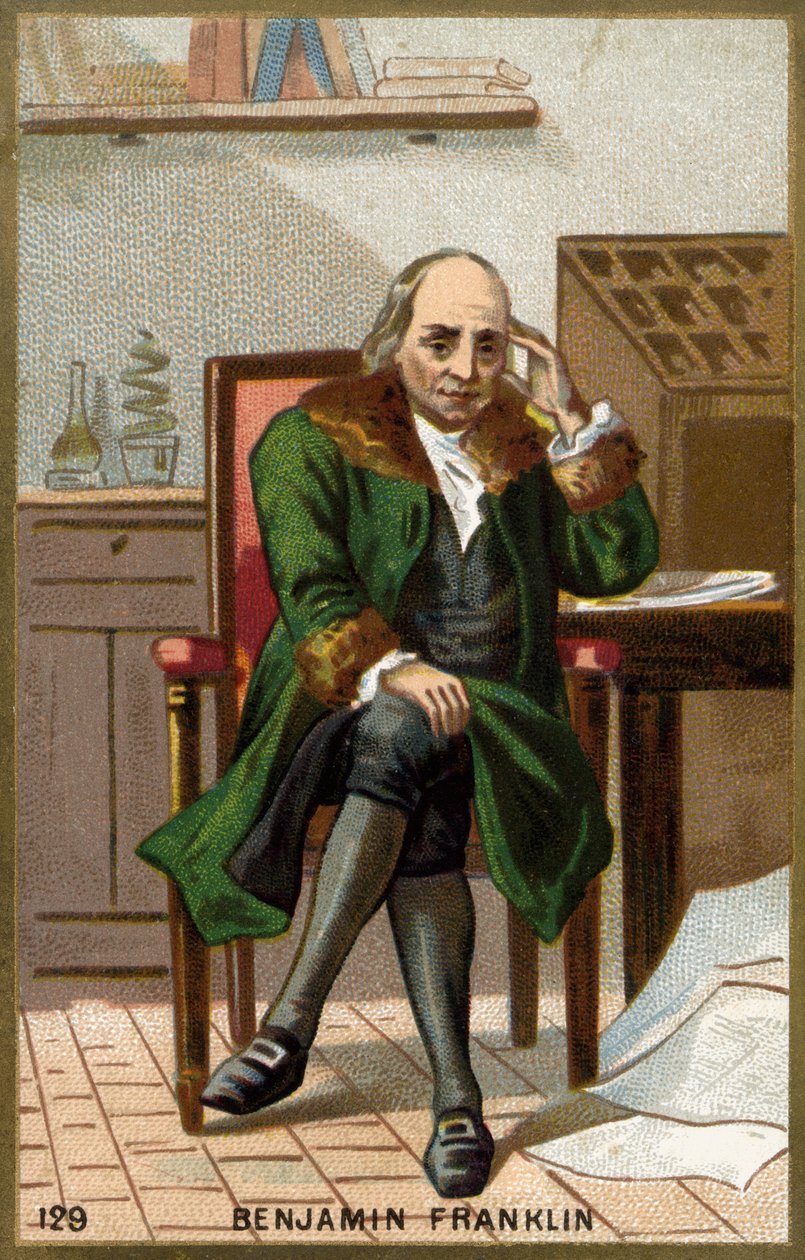 Benjamin Franklin (1706-1790) amerikai politikus, emlékező, brosúra és fizikus portréja. alkotó: Unknown artist