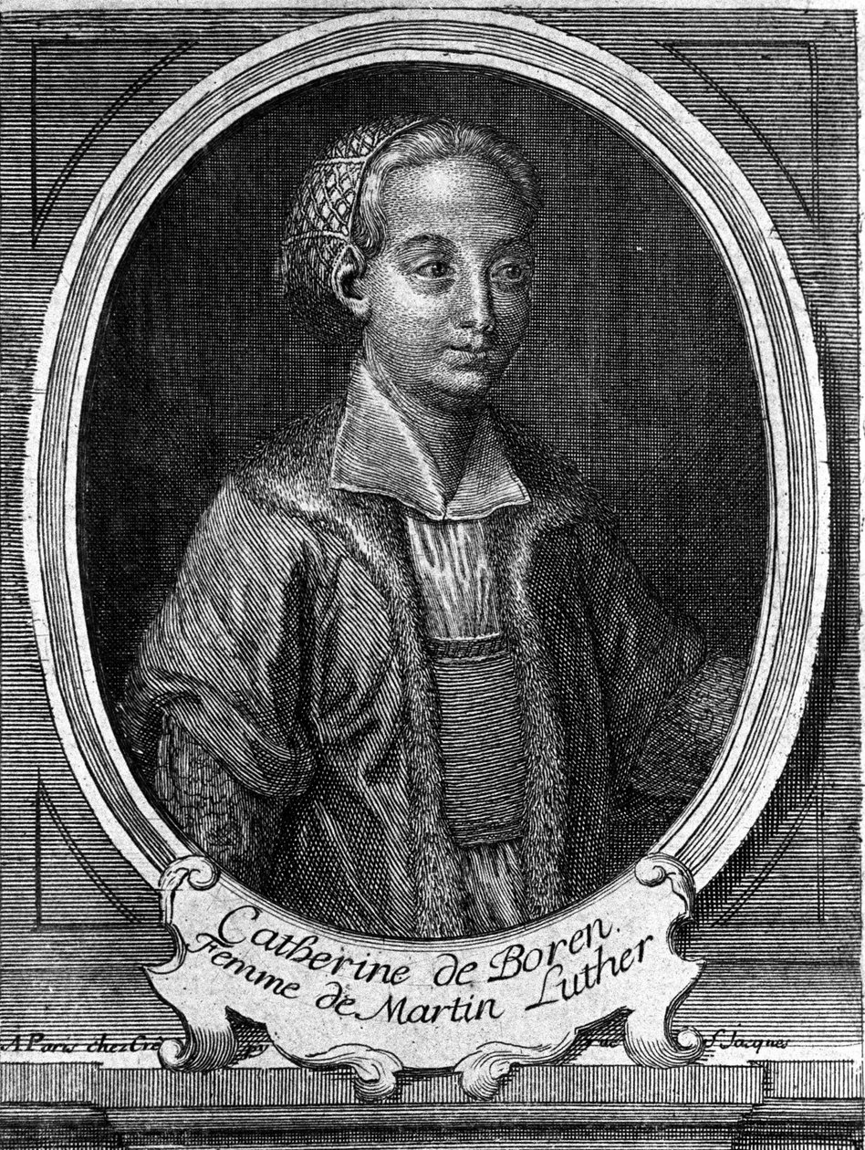Catherine de Bore (Katharina von Bora) (1499-1552), Luther Márton feleségének portréja. 18. századi metszet. alkotó: Unknown artist
