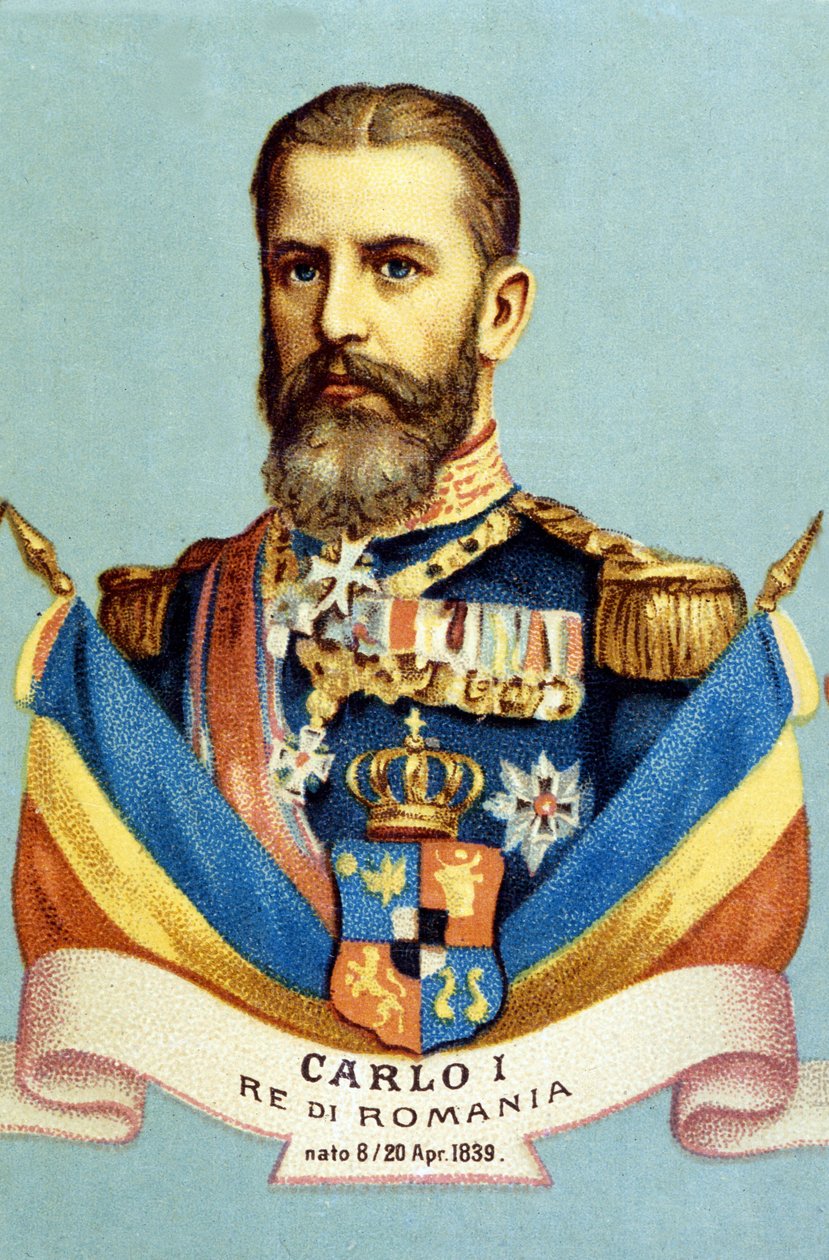I. Károly (I. Károly) (1839-1914), román király arcképe. 19. századi kromolitográfia alkotó: Unknown artist