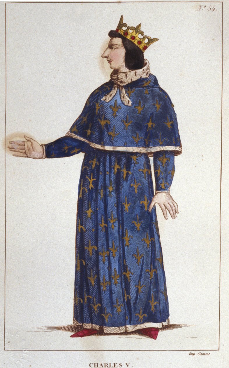Bölcs V. Károly (1338 - 1380) portréja.1830-as metszet alkotó: Unknown artist