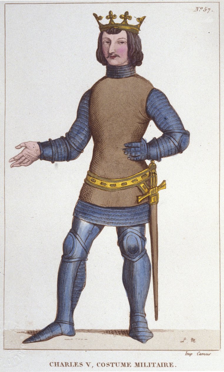 Bölcs V. Károly portréja katonaruhában (1338 - 1380).metszet 1830-ból alkotó: Unknown artist