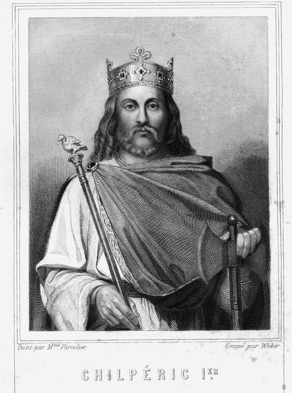 I. Chilperic (539 - 584), Neustria királyának portréja - Lavallée „Histoire des Français”-jában, metszet, sd. alkotó: Unknown artist
