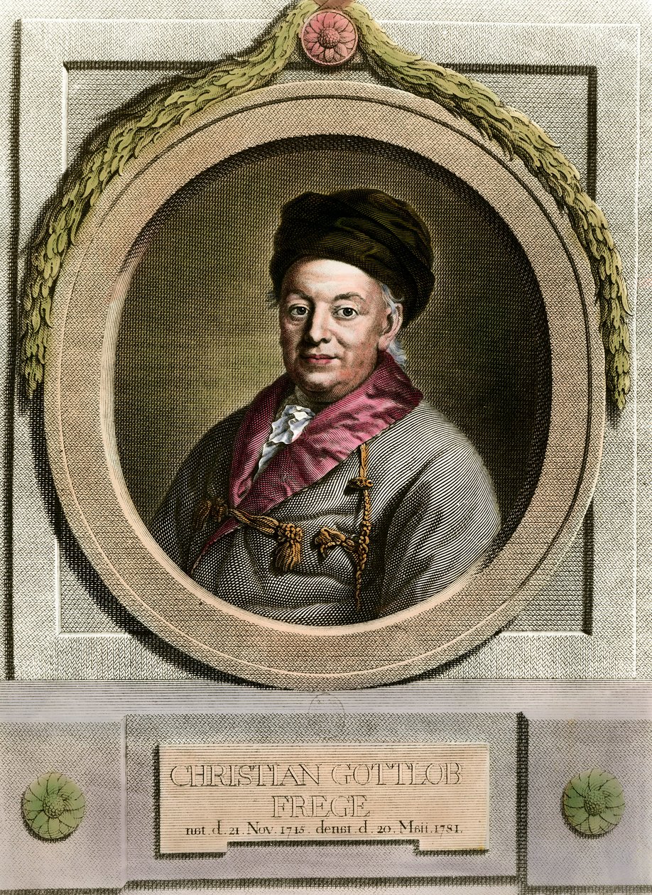 Christian Frege (1715-1781) német matematikus és filozófus portréja A 18. századi metszet Magángyűjtemény alkotó: Unknown artist