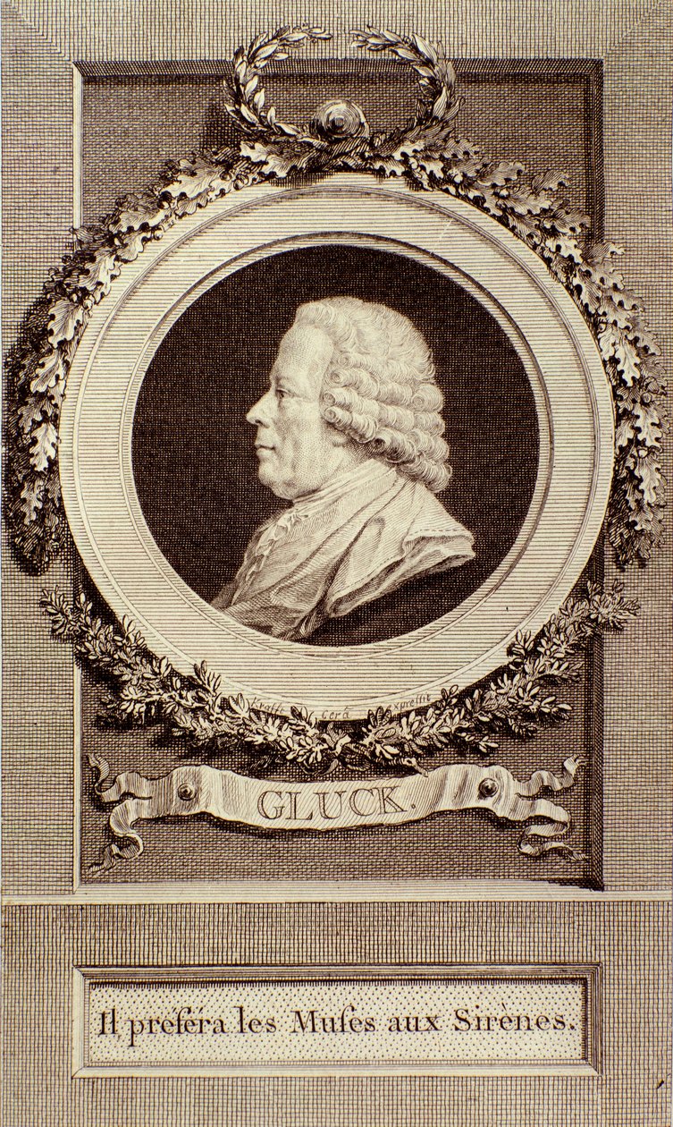 Christoph Gluck (1714-1787) német zeneszerző portréja, metszet. 18. század. Bologna, civico museo musico alkotó: Unknown artist