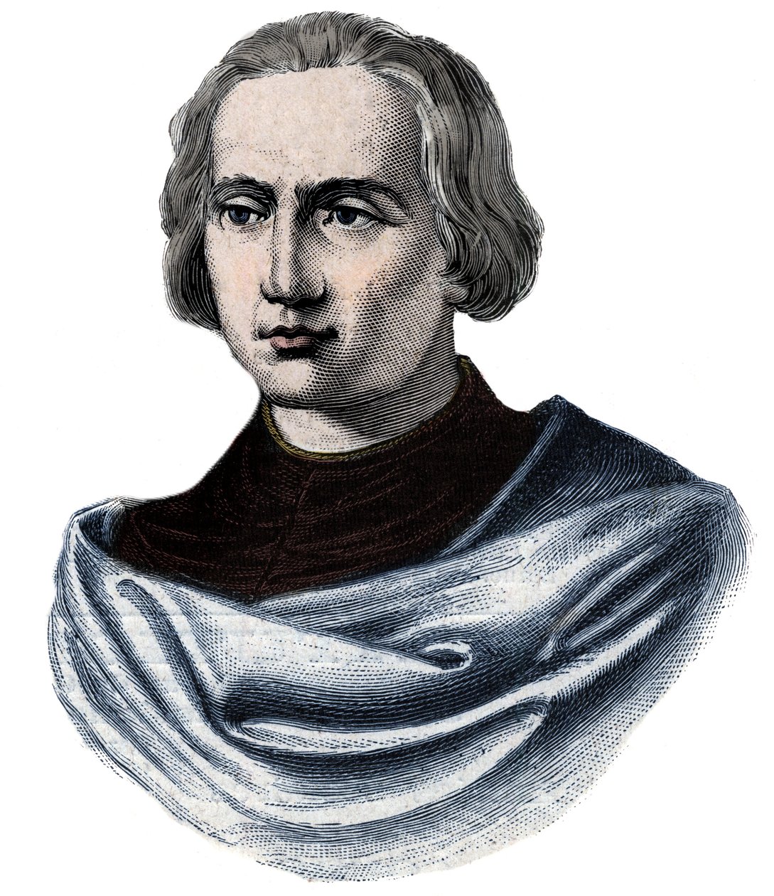 Kolumbusz Kristóf portréja (Kolumbusz Kristóf, Cristoforo Colombo, Cristobal Colon) (1451-1506) Metszet a XIX. alkotó: Unknown artist