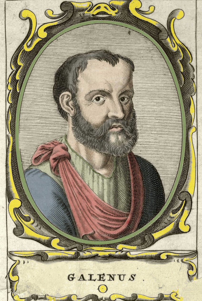 Claude Galien (Claudio Galeno vagy Claudius Galenus vagy Galenus, 131. v. - 201. v.), görög orvos portréja. 18. századi metszet. alkotó: Unknown artist