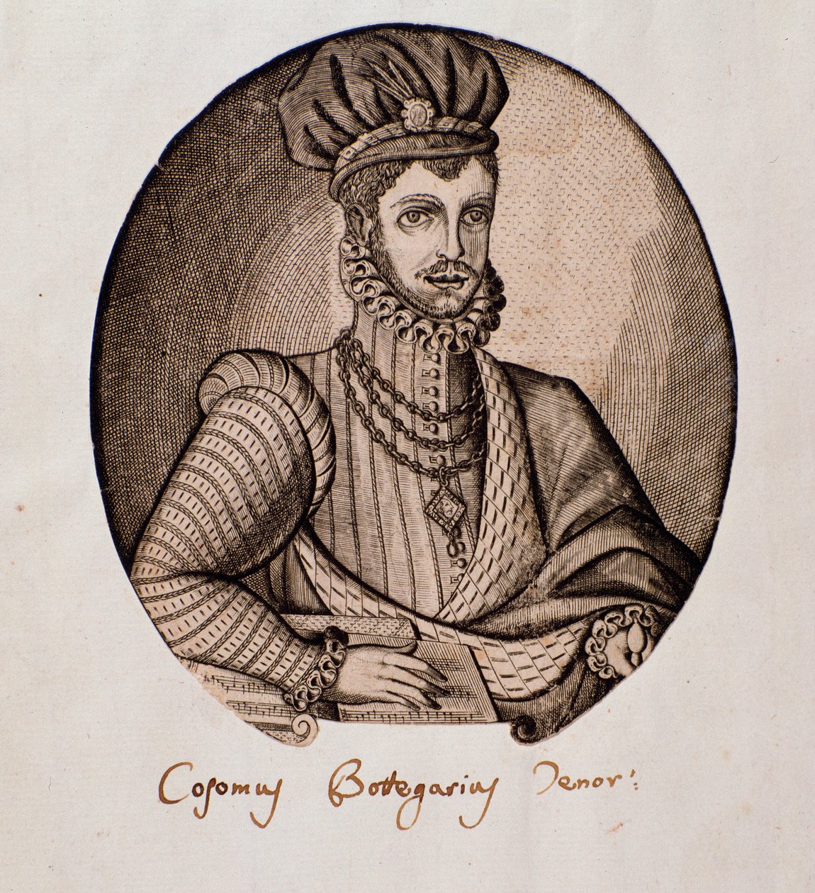 Cosimo Bottegari (1554-1620) olasz lantművész és zeneszerző portréja Metszet. 17. századi Bologna, polgári zenei bibliográfiai múzeum alkotó: Unknown artist
