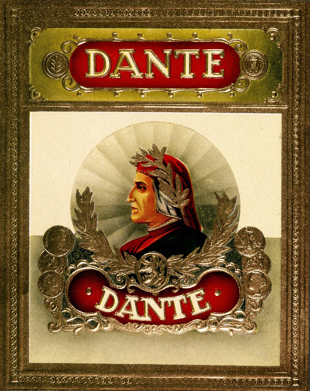 Dante Alighieri (1265-1321) portréja. 19. századi kromolitográfia. alkotó: Unknown artist