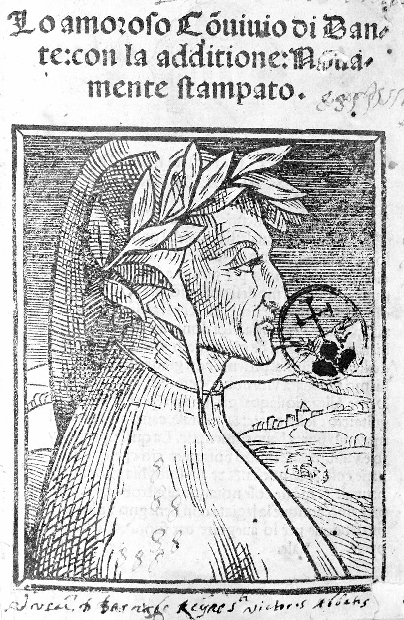 Dante Alighieri (1265-1321) olasz költő portréja. Az "" Il Convivio "" homlokzata alkotó: Unknown artist