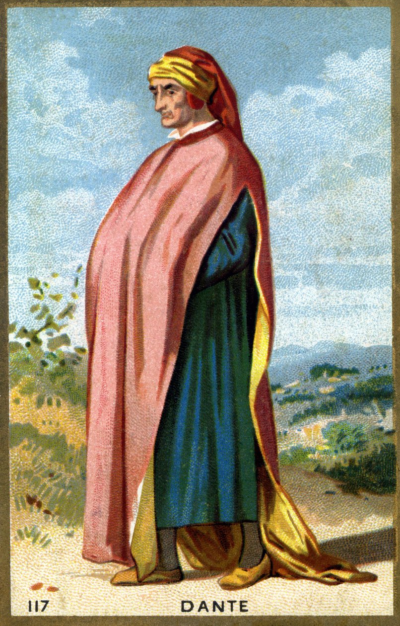 Dante Alighieri, dit Dante (1265-1321) olasz költő portréja. századi kromolitográfiája. alkotó: Unknown artist