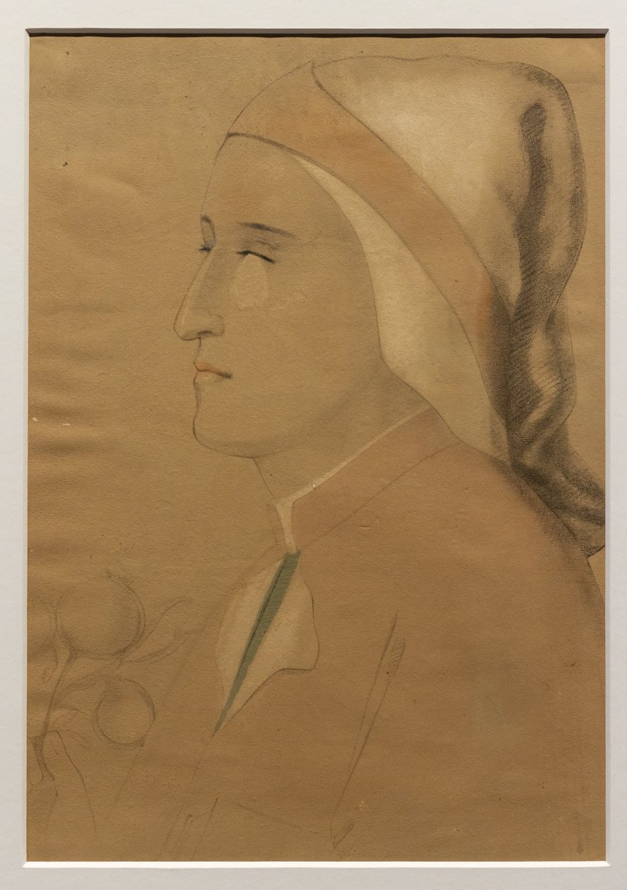 Dante portréja a Bargello kápolna freskója után, 1840 után (ceruza, akvarell és fehér kréta, papír) alkotó: Unknown artist