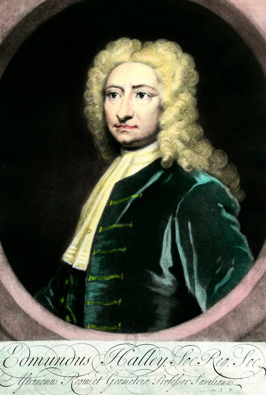Edmond (Edmund) Halley (1656-1742), brit csillagász portréja”” Metszet a 18. századi gyűjteményből Particuliere alkotó: Unknown artist