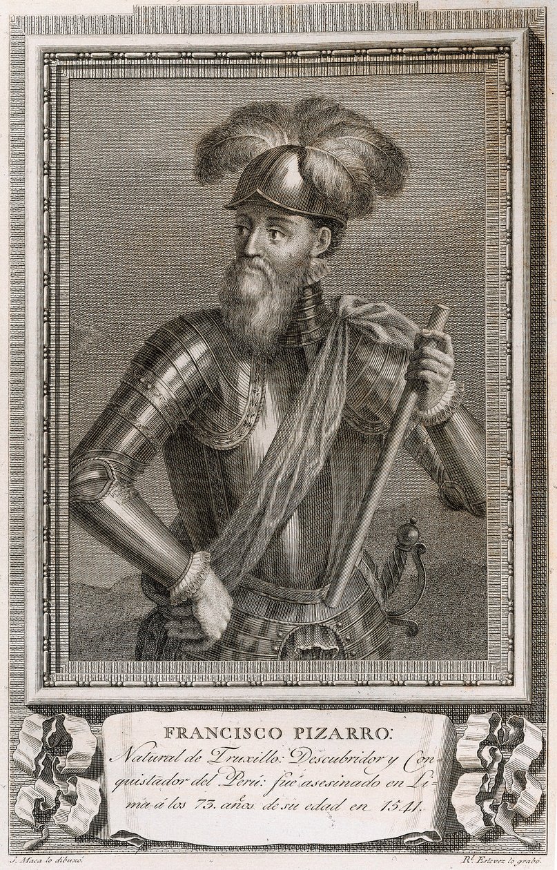 Francisco Pizarro portréja (metszet) alkotó: Unknown artist