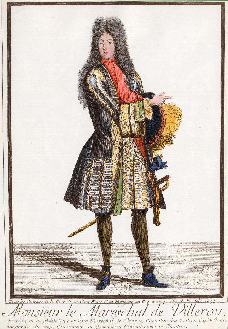 Francois de Neufville, Villeroy hercege (1644-1730), francia marechal portréja. 18. századi metszet. Magángyűjtemény. alkotó: Unknown artist
