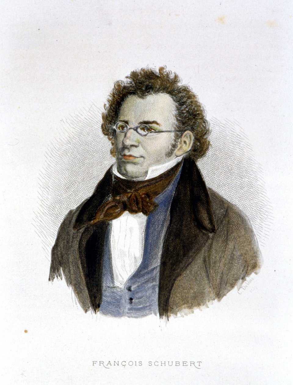 Frantz Schubert (1797 - 1828) portréja - metszet alkotó: Unknown artist