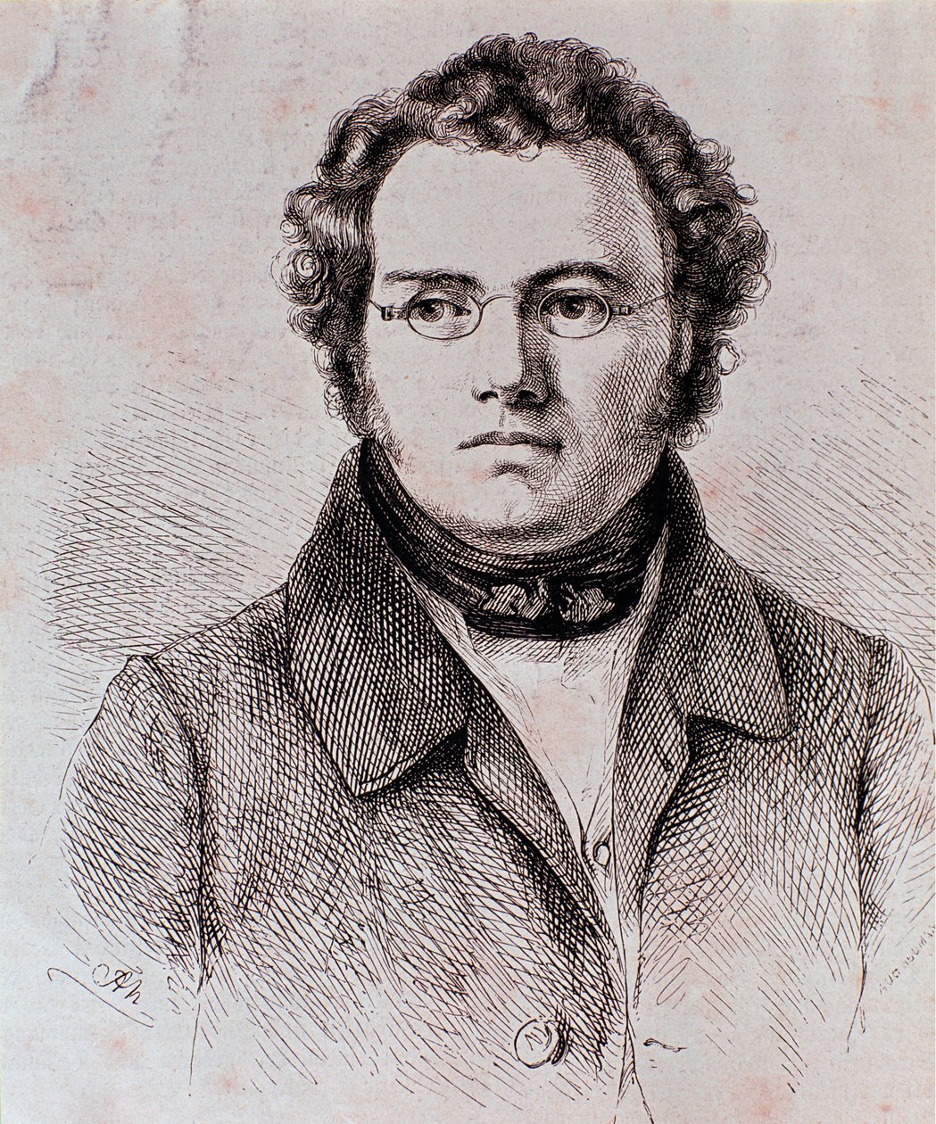 Franz Schubert portréja (metszet) alkotó: Unknown artist