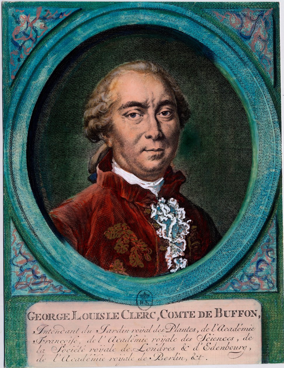 George Louis Le Clerc, Buffon gróf (1707-1788) francia természettudós és író portréja. 18. századi metszet. Magángyűjtemény. alkotó: Unknown artist