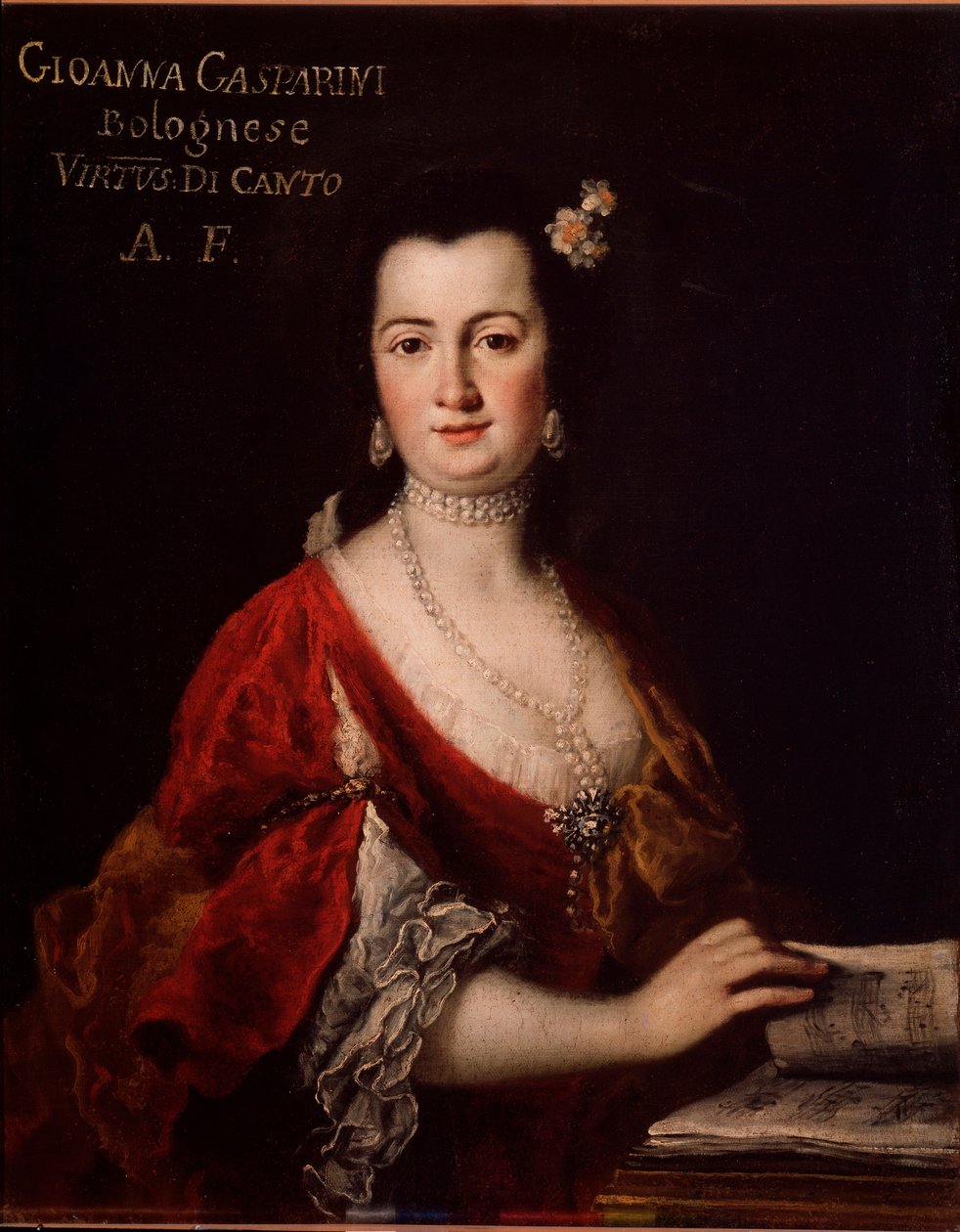 Giovanna Gasparini (1717-?) olasz énekesnő portréja Anonymous festmény. 18. század. Bologna, polgári zenei bibliográfiai múzeum. alkotó: Unknown artist