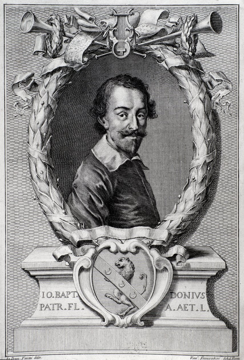 Giovanni Battista Doni (1596-1647) olasz zenetudós portréja. Metszet a „Lyra Barberin” előlapjáról” alkotó: Unknown artist