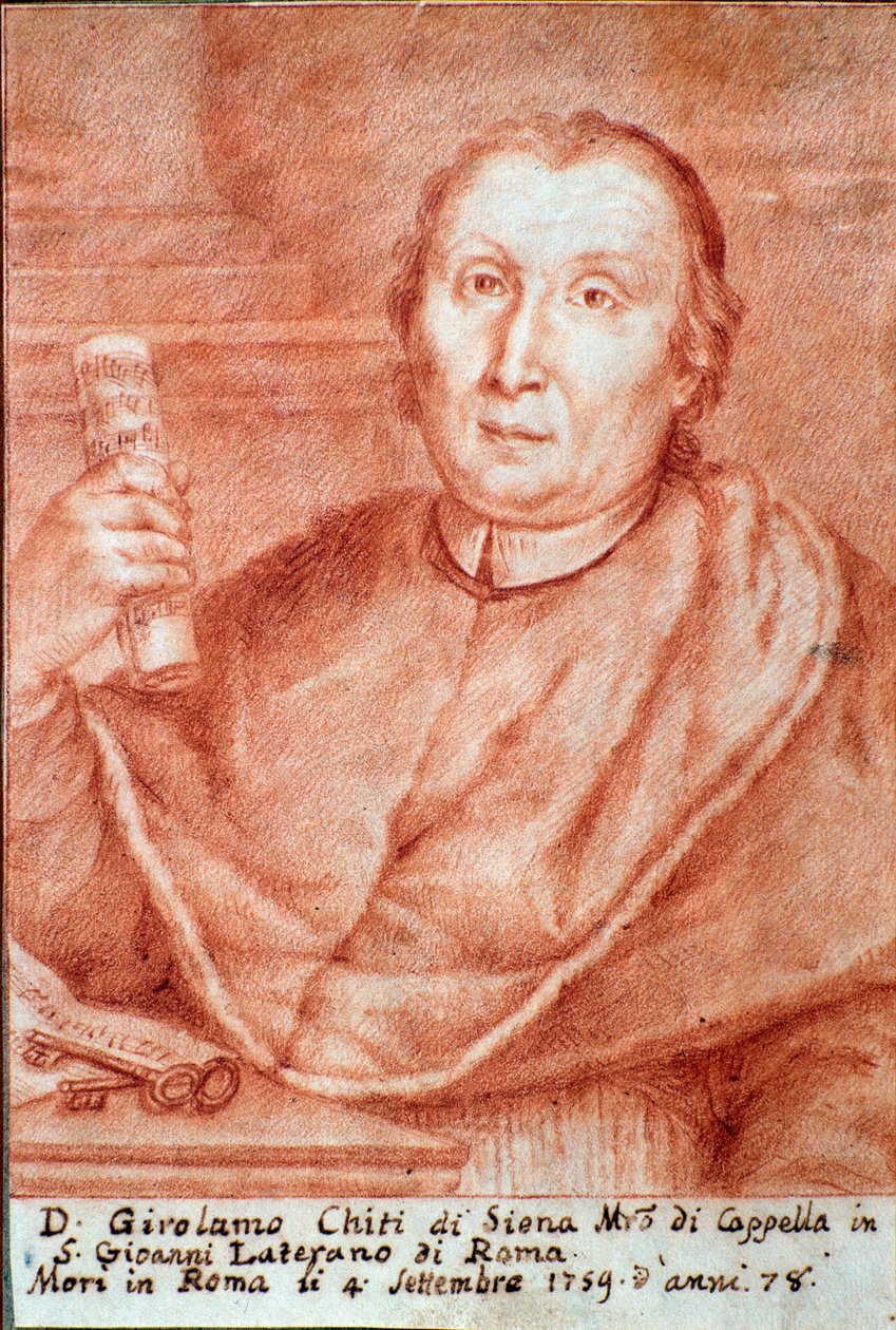 Girolamo Chiti di Siena (1679-1759) portréja, olasz kapellmeister (kápolnamester) Metszet. 18. század. Bologna, Polgári Múzeum Múzeum alkotó: Unknown artist