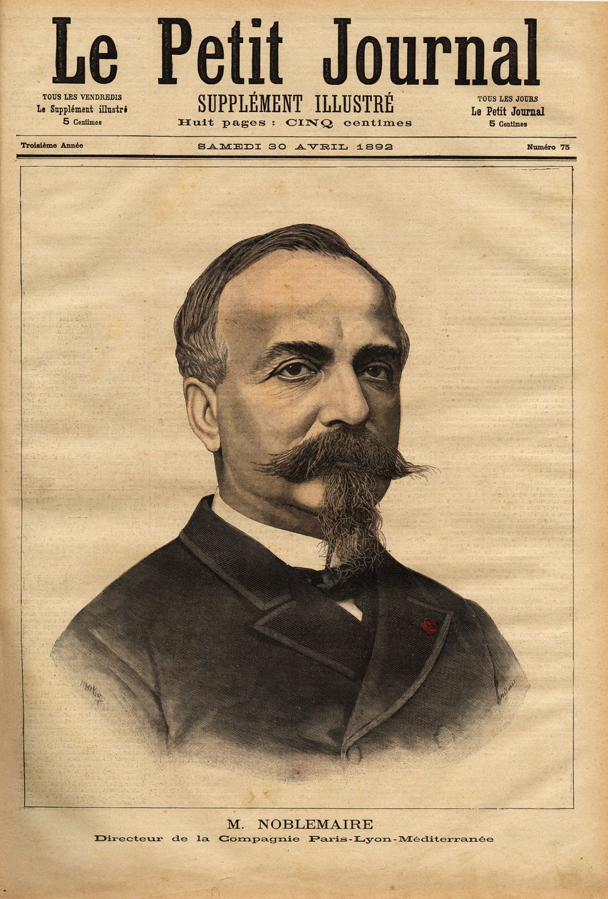 Gustave Noblemaire (1832-1924) portréja, aki miután 1869-ig sikeresen felügyelte az Alger-Oran vasútvonal építését, visszatért Párizsba, hogy átvegye a Paris Lyon Mediterranee vállalat irányítását, amelyet 26-ig megtartott. alkotó: Unknown artist