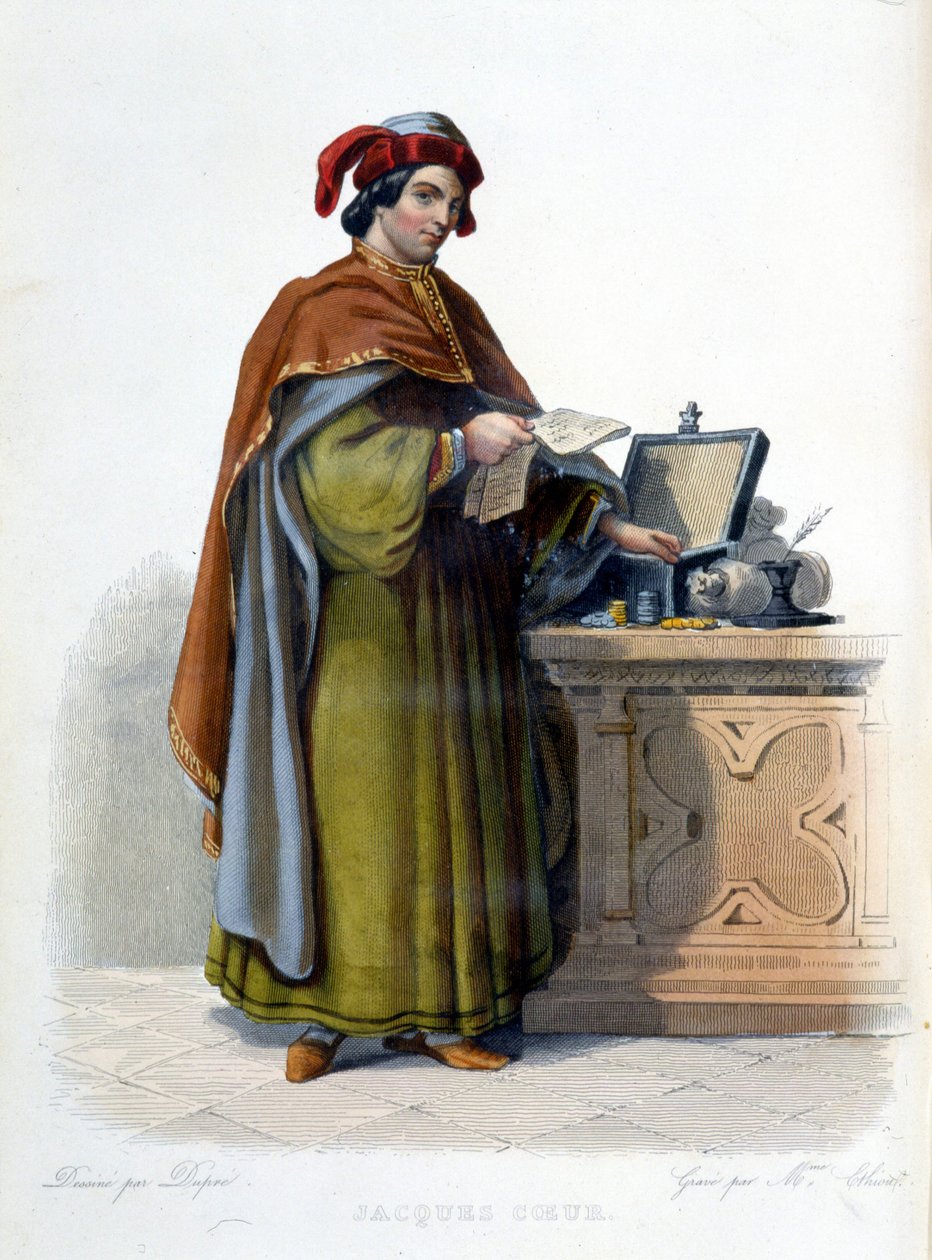 Jacques Coeur francia üzletember (1395 - 1456) portréja – a „Le Plutarque Français” című kötetben”, szerk. Mennechet alkotó: Unknown artist
