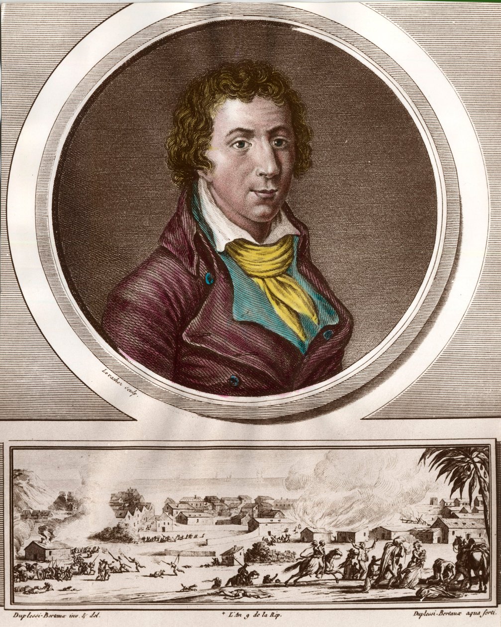 Jacques Pierre Brissot de Warville (1754-1793), francia újságíró és politikus portréja. Megalapította a Fekete Baráti Társaságot, amely a rabszolgaság eltörlésének támogatója. 18. századi metszet. Magángyűjtemény. alkotó: Unknown artist