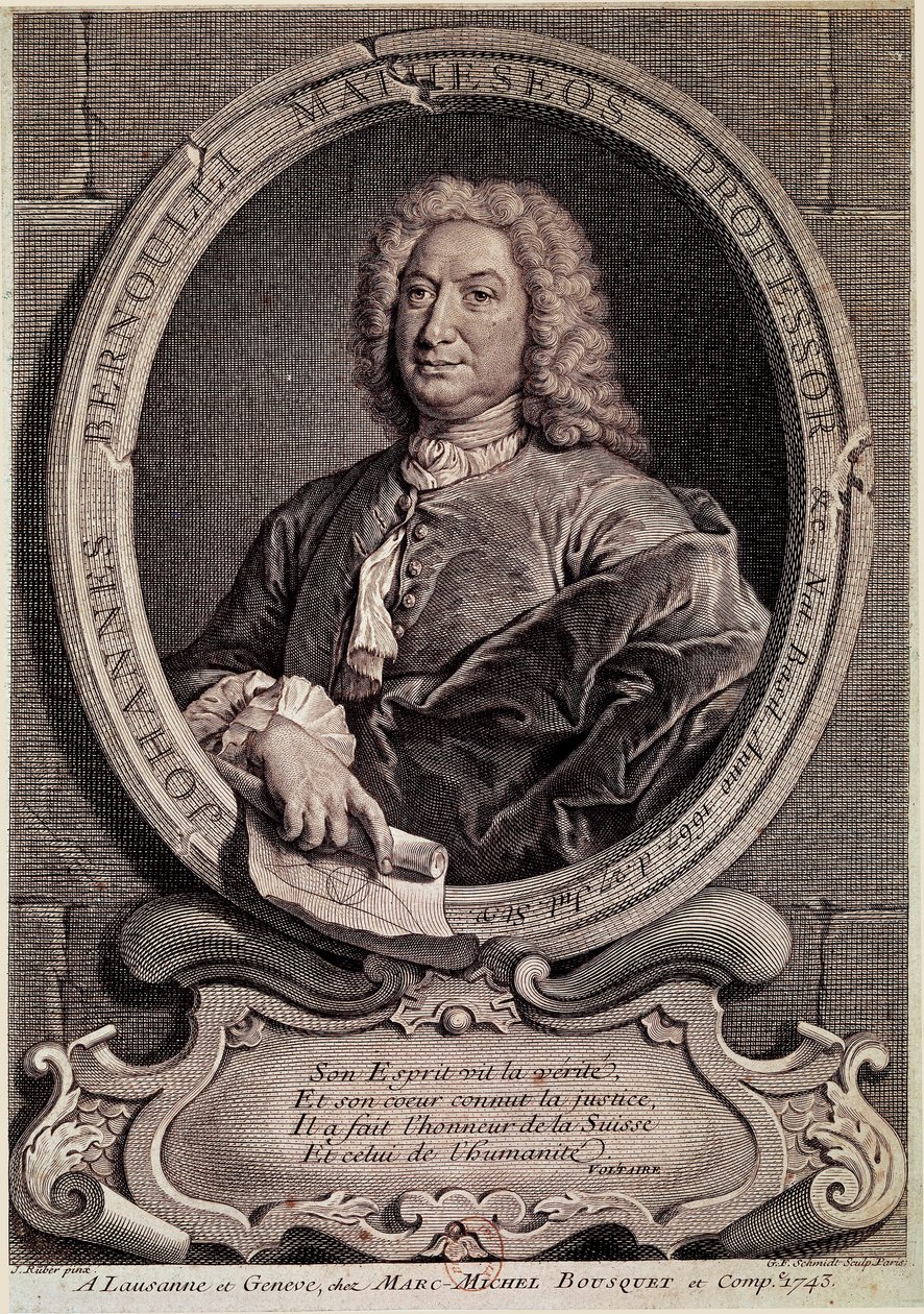Jean Bernoulli (Johann Bernouilli) (1667-1748) svájci matematikus és fizikus portréja. Metszet a 18. századról - Johann (Jean vagy John) Bernouilli svájci matematikus és fizikus portréja. Metszés alkotó: Unknown artist