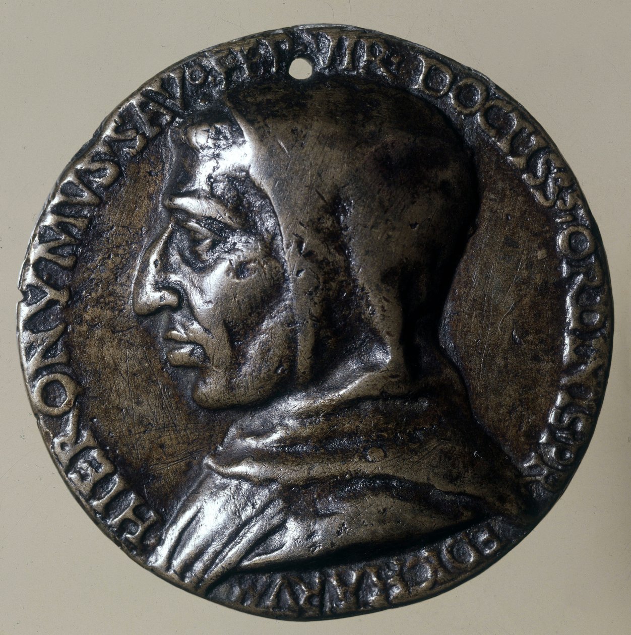 Jerome Savonarola vagy Girolamo Savonarola (1452 - 1498), olasz prédikátor portréja. Teokratikus rezsimet hozott létre Firenzében. Az idő medálja. alkotó: Unknown artist