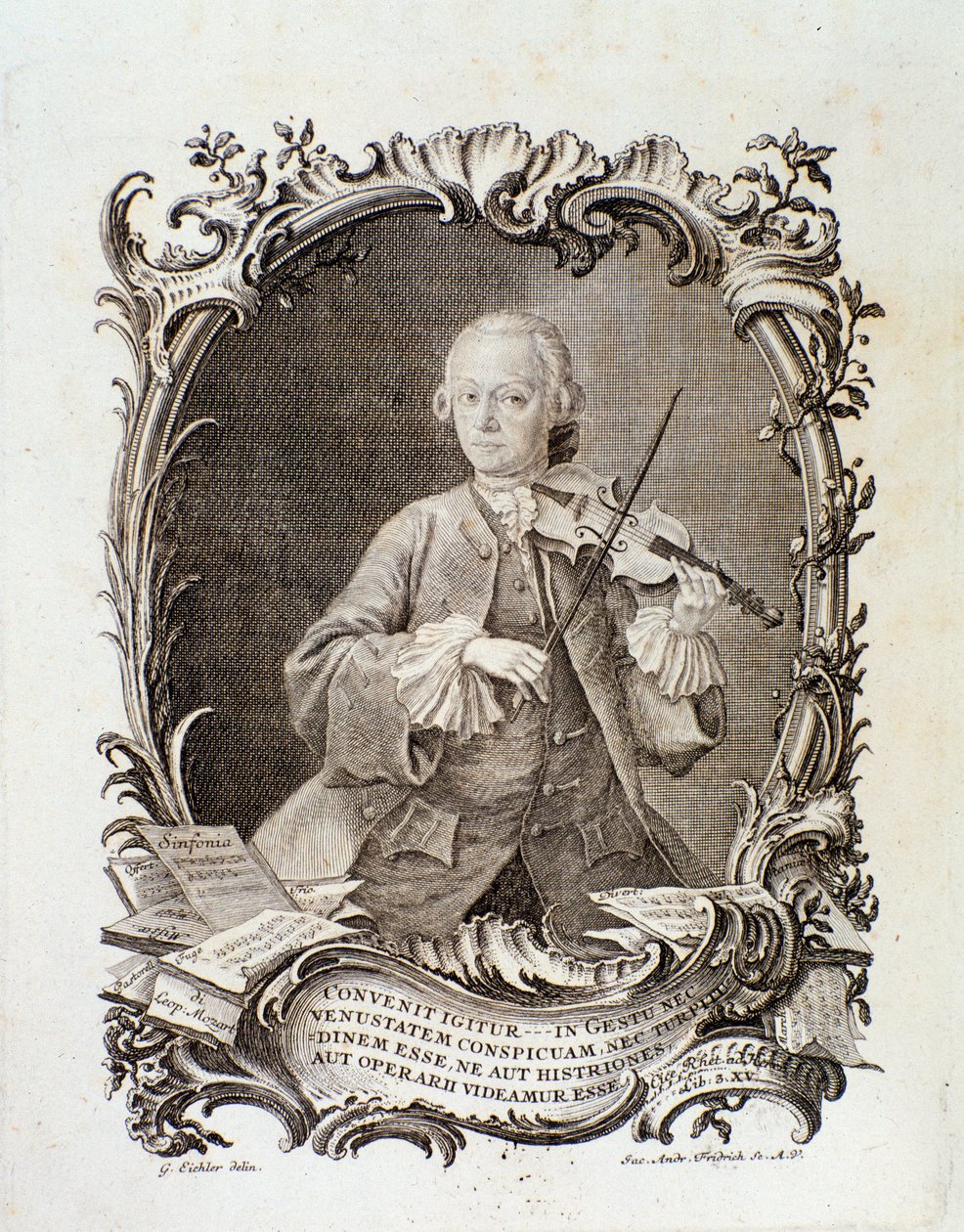 Leopold Mozart portréja (metszet alkotó: Unknown artist