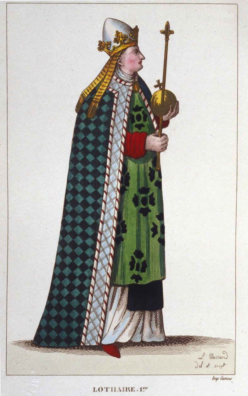 I. Lotharia (795-855), a nyugati császár és az olasz király portréja, metszet 1830-ból alkotó: Unknown artist