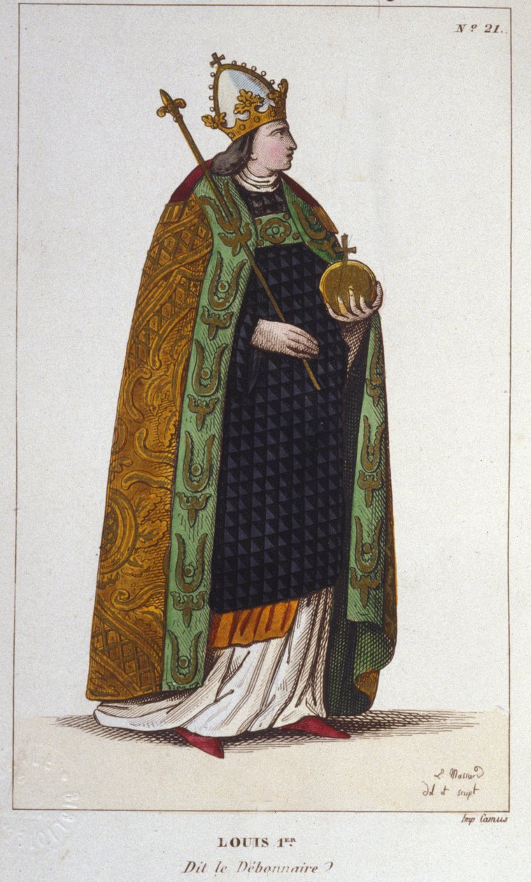I. Lajos jámbor vagy debonnaire (778 - 840), a Nyugat császárának portréja 1830-ból készült metszet alkotó: Unknown artist