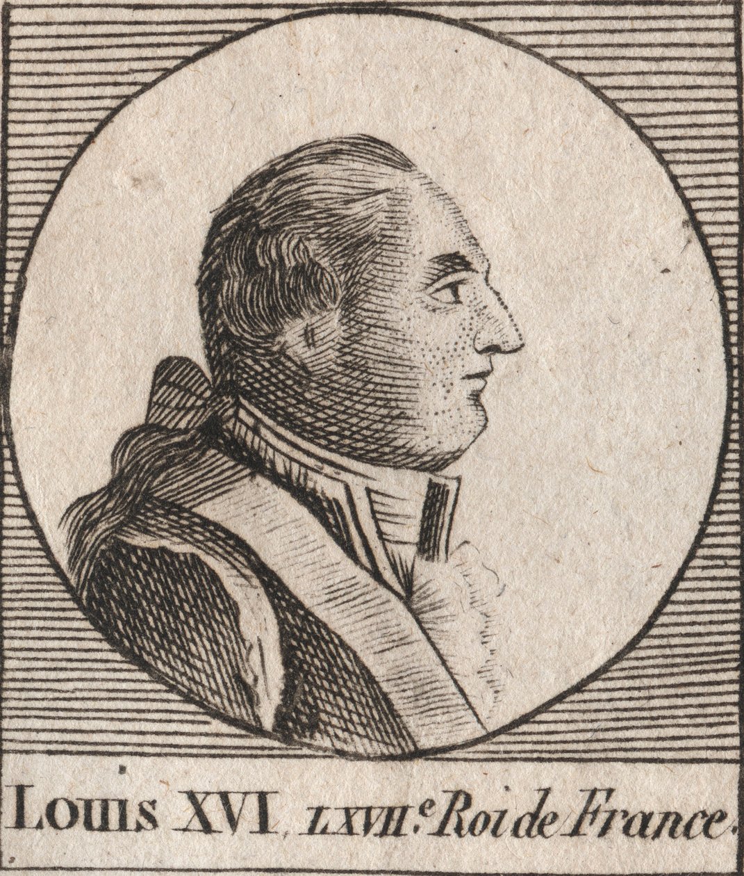 XVI. Lajos (1754-1793), 1774-től 1791-ig francia király, majd 1791-től 1792-ig a francia király portréja - XVI. Lajos francia és navarrai király 1774-től 1791-ig, majd a francia király 1791-től 1792-ig - metszet az „Instruction sur l