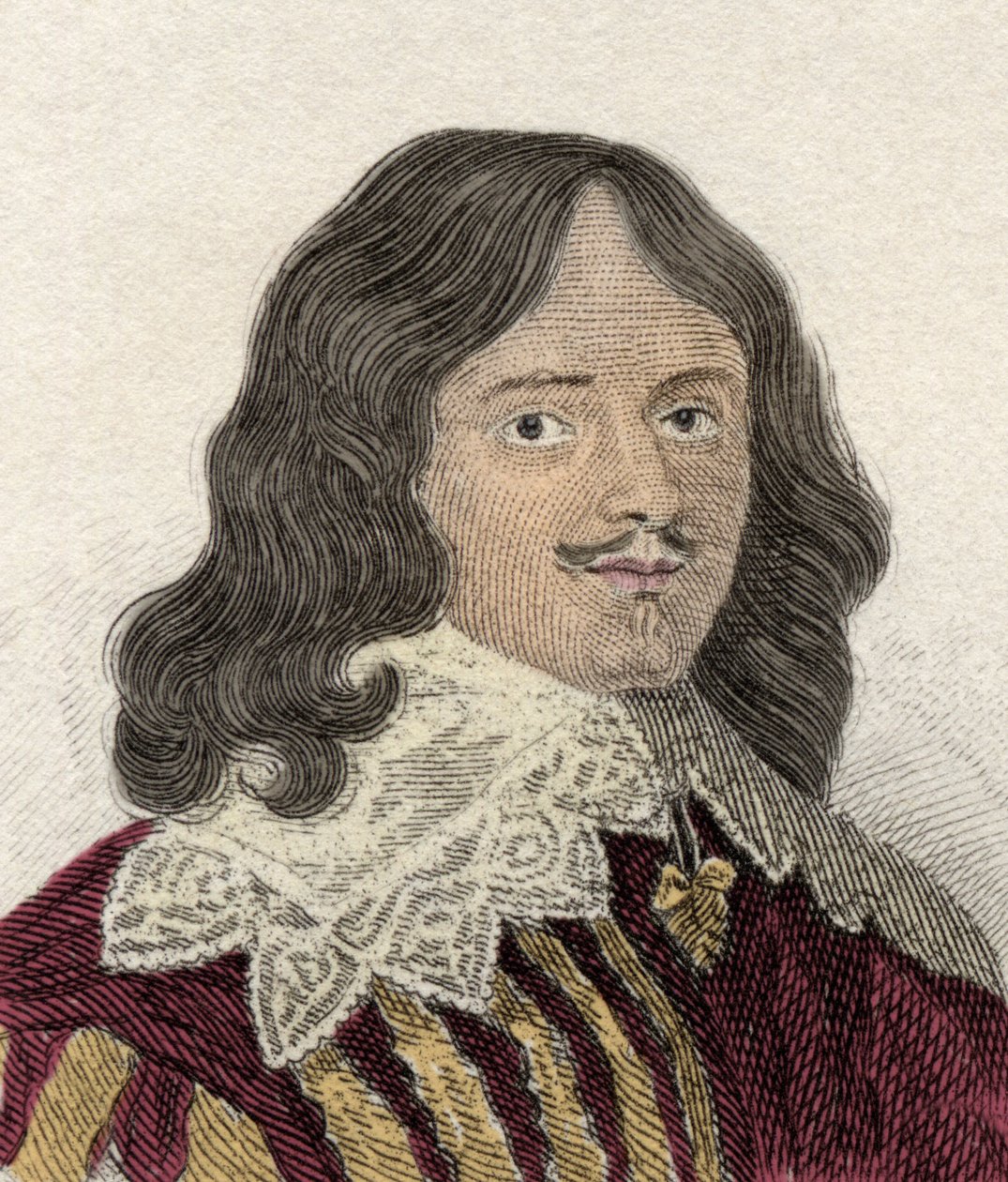 Lucius Cary (kb. 1610-1643), Falkland 2. vikomt politikus, katonai és angol író portréja. századi metszet. alkotó: Unknown artist