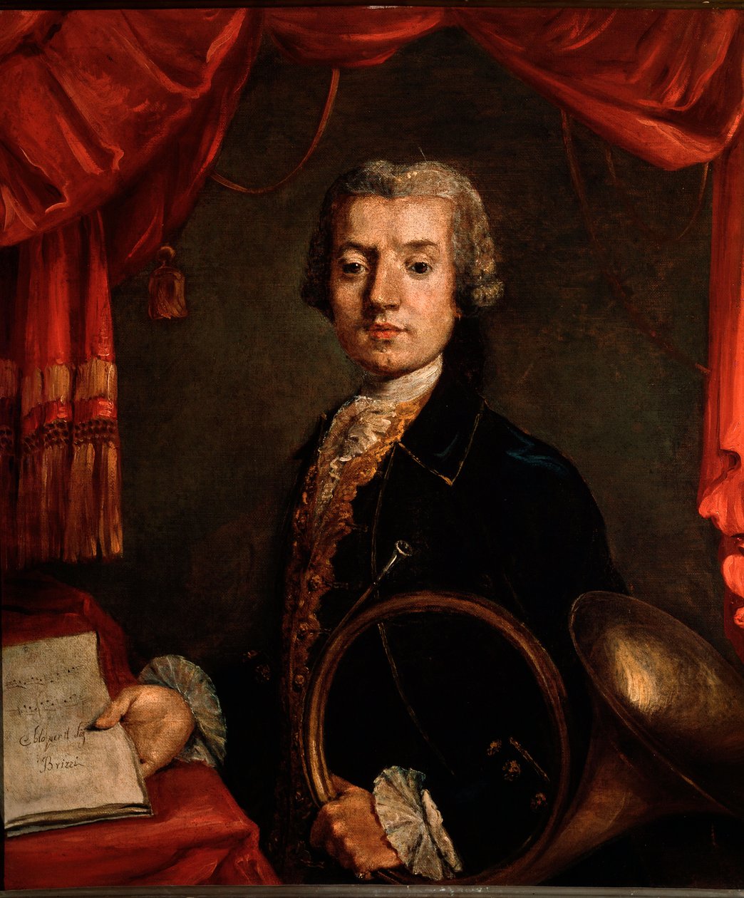 Luigi Brizzi olasz kürtművész portréja (festmény alkotó: Unknown artist
