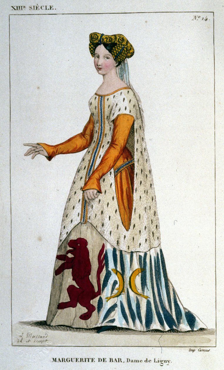 Marguerite de Bar, Ligny hölgy (kb. 1223 - 1275) portréja, 1830-ból származó metszet. alkotó: Unknown artist