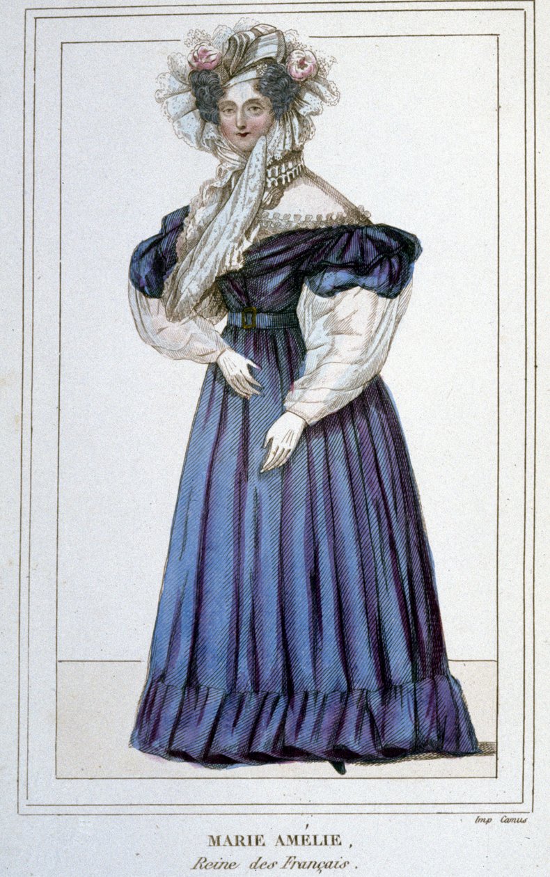 Marie Amélie de Bourbon (1782 - 1866), a franciák királynőjének, I. Lajos Fülöp feleségének portréja. 19. századi metszet. alkotó: Unknown artist