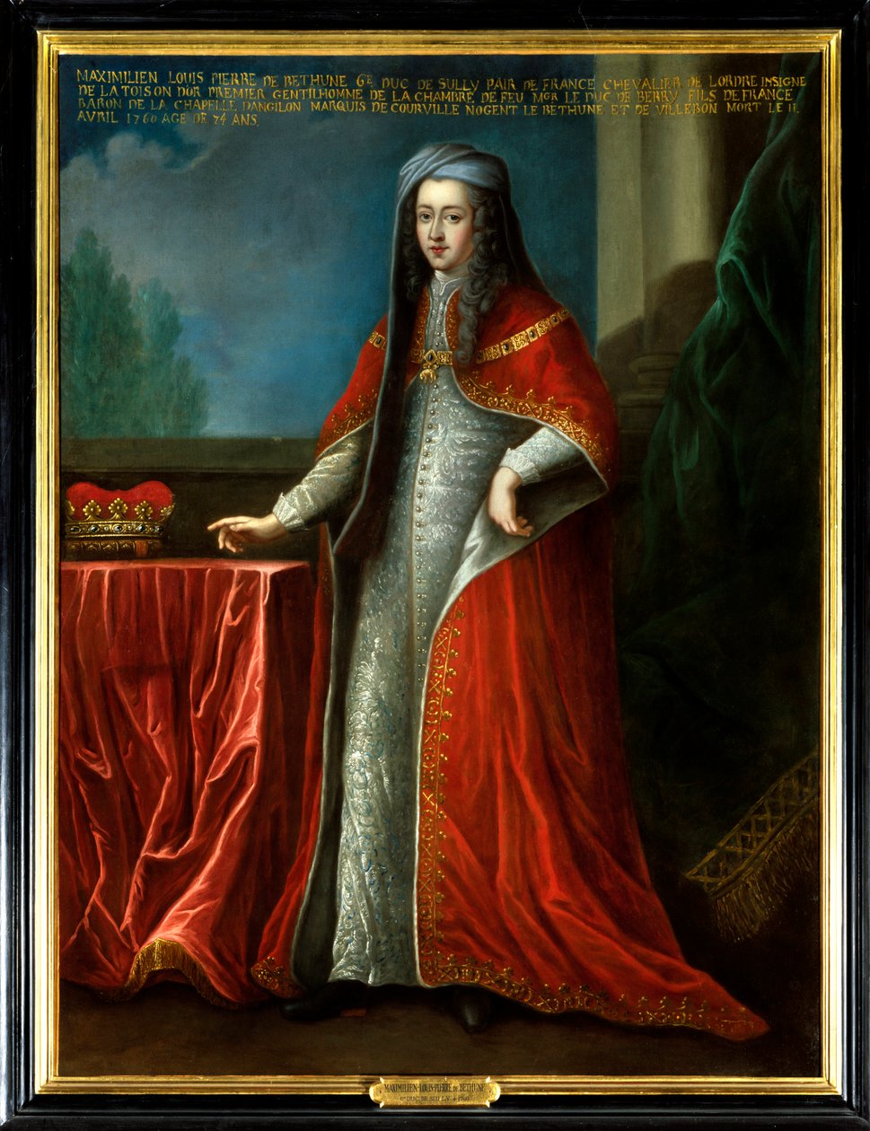 Maximilian Louis Pierre de Bethune (1686-1760), Sully hatodik hercegének portréja. Aranygyapjú nyaklánca van. 18. századi névtelen festmény. Olajfestmény. Kötelező említés: Sully sur Loire, Chateau de Sully – Lou portréja alkotó: Unknown artist
