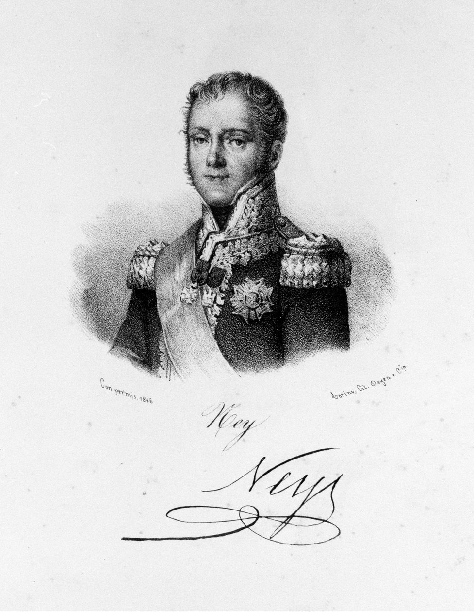 Michel Ney, Elchingen hercegének, Moszkova hercegének (1769-1815), Franciaország marsalljának portréja. századi metszet. alkotó: Unknown artist