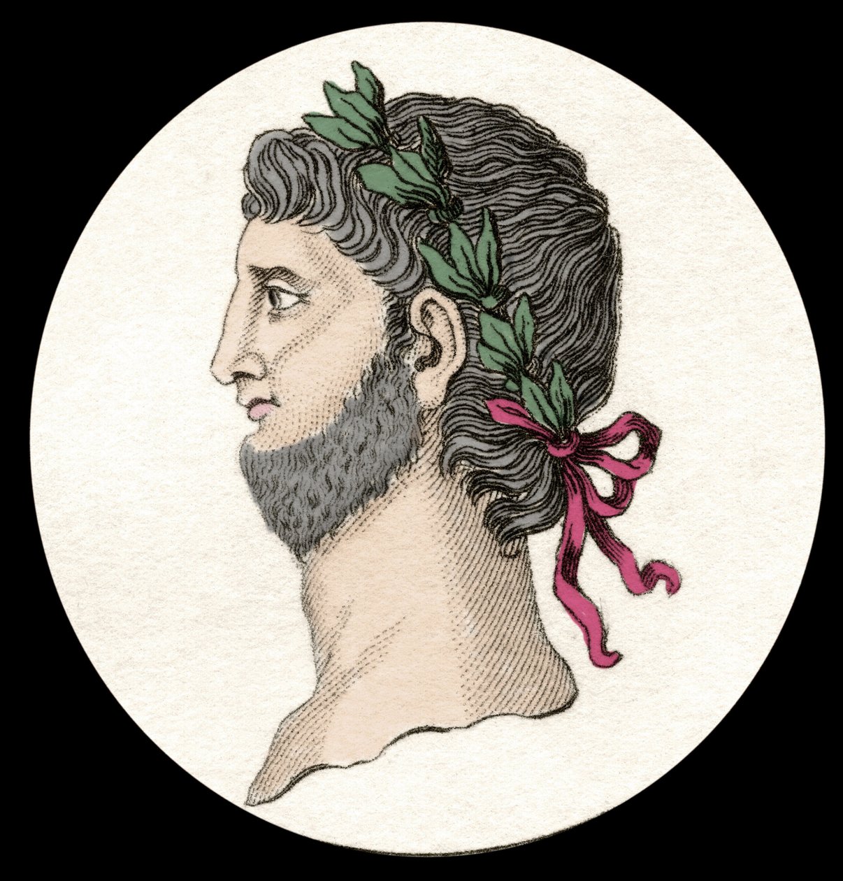 Nero Claudius Caesar Augustus Germanicus (i.sz. 37-68), római császár portréja. századi metszet. alkotó: Unknown artist