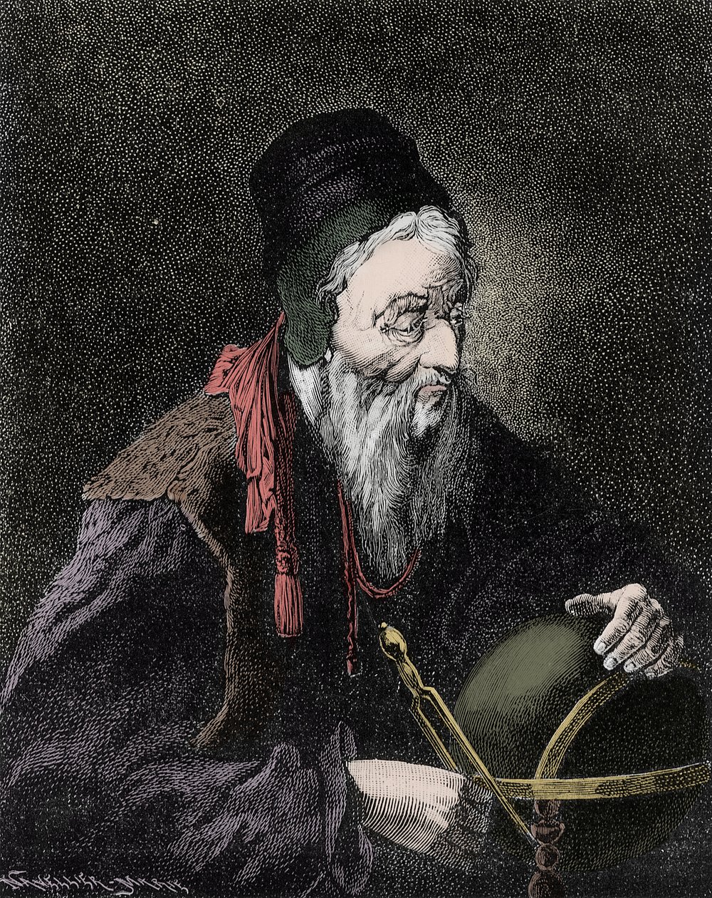 Nostradamus, Michel de Notre Dame (1503-1566) francia asztrológus és orvos portréja - 19. századi metszet alkotó: Unknown artist
