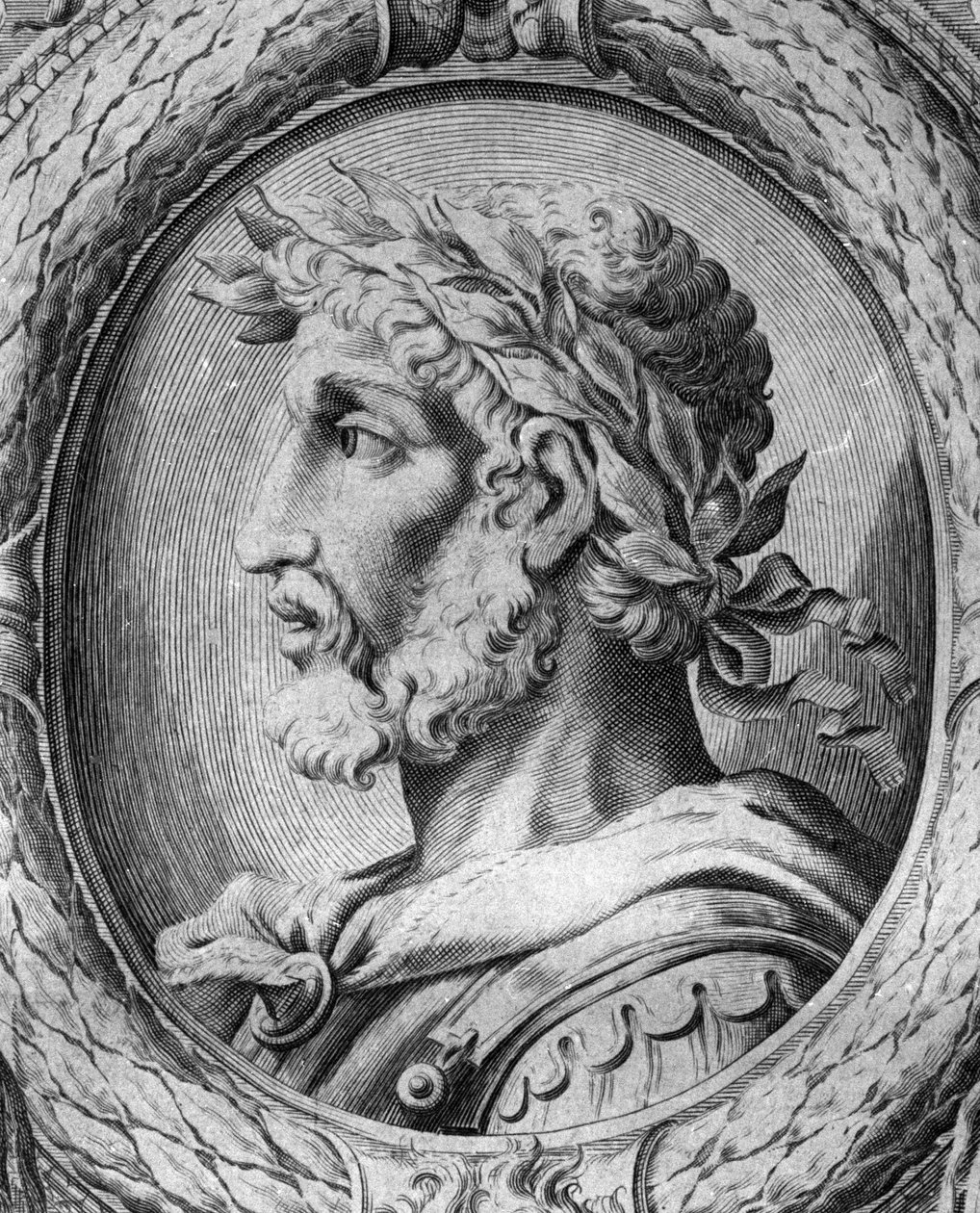 Odoacre (Odovacar), a hunokkal szövetséges herulák vezetőjének és Attila miniszterének (435-493) portréja. 18. századi metszet. alkotó: Unknown artist