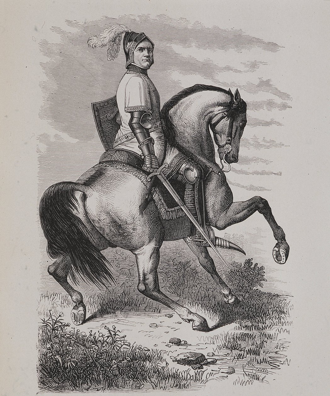 Olivier V de Clisson (1336-1407) (A hentes) portréja lóháton, a Musee de Versailles festménye alapján alkotó: Unknown artist