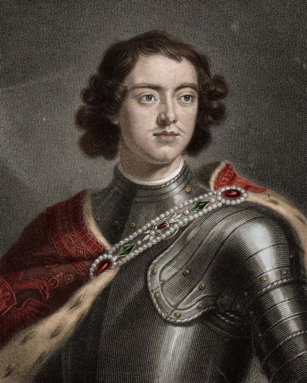 I. Nagy Péter (1672-1725) orosz cár portréja - Nagy Péter vagy I. Péter 1672-1725 - metszet - XIX. alkotó: Unknown artist