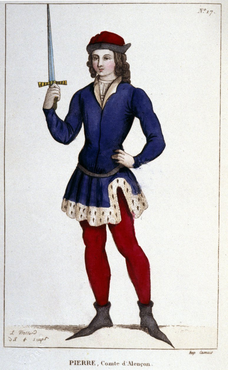Pierre, Alençon grófjának portréja (1251 - 1284), 1830-as metszet. alkotó: Unknown artist
