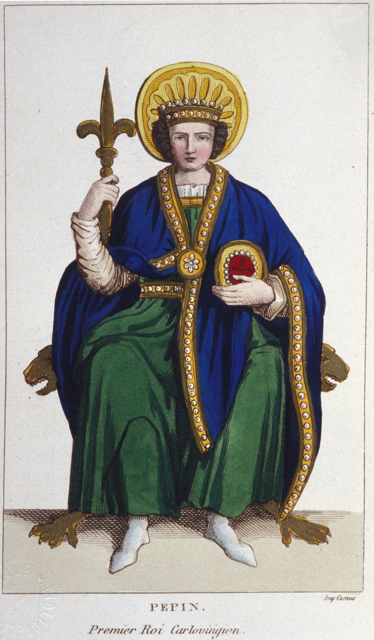 Pépin le Brief (714 - 768. v.), a frankok királyának portréja, az első Karoling-metszet 1830-ból alkotó: Unknown artist