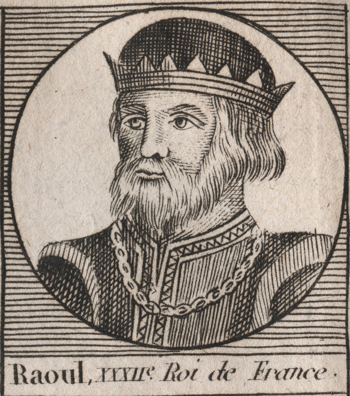 Raoul francia (vagy Rodolphe, 890-936 körül) frank király portréja - Rudolph (Raoul, Rodolphe) Burgundia francia királya (923-936) - metszet az „Instruction sur l