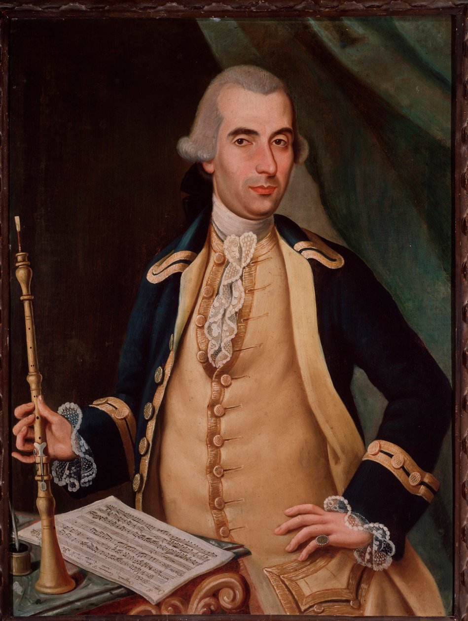 Sante Aguilar (kb. 1734-1808) olasz oboaművész Anonymous festményének portréja. 18. századi Bolognai Polgári Bibliográfiai Múzeum alkotó: Unknown artist